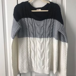 Color block stripe knit sweater